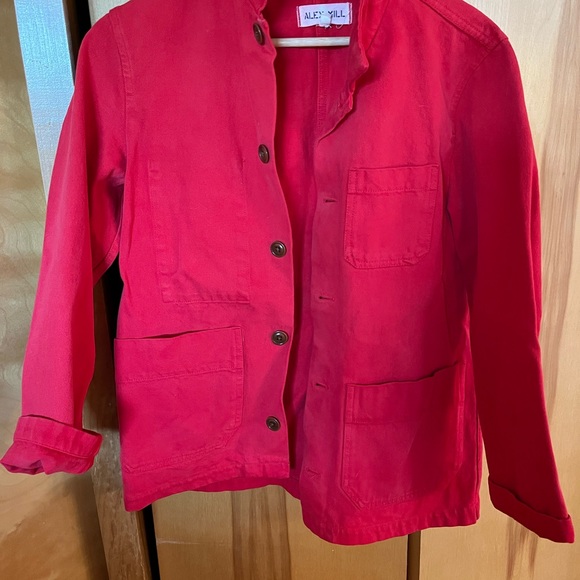 Alex Mill Britt recycled denim jacket in red, XS - Picture 6 of 7